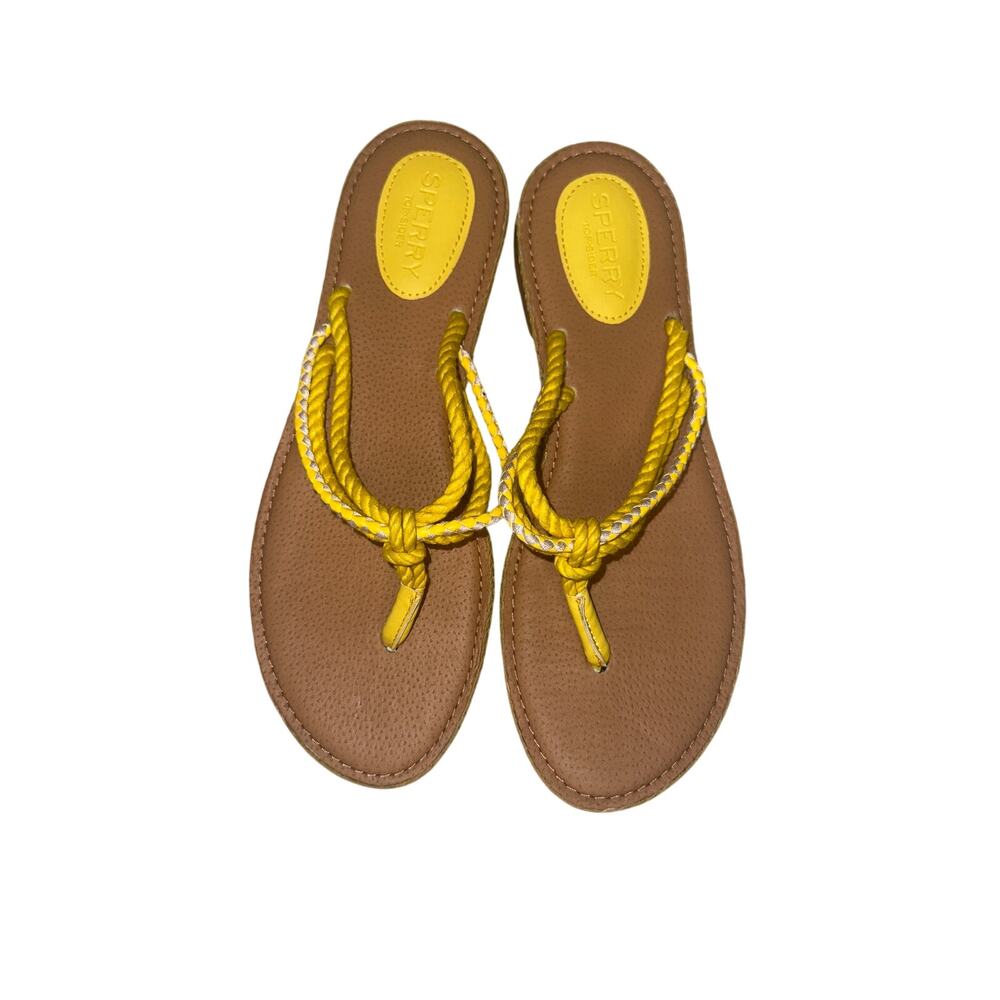 Sperry Anchor Coy Flat Sandals Yellow Metallic Women’s Size 7 M  SlipOn Summer